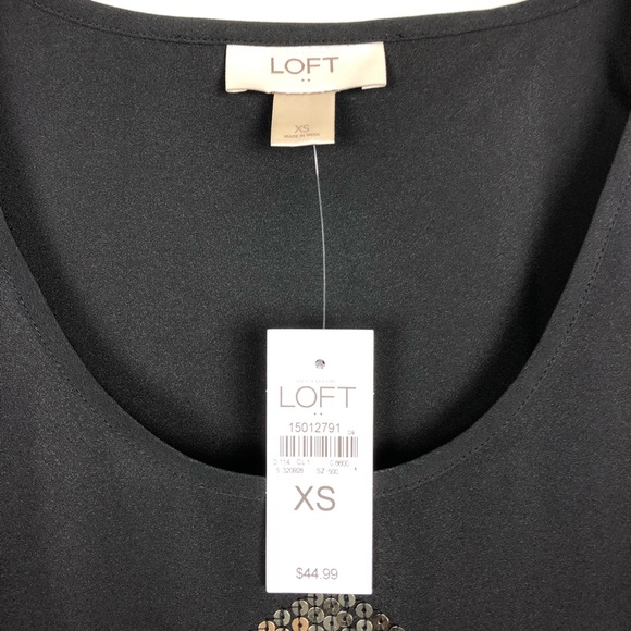 Loft Black and Gold Chevron Sequined Tank Top - Picture 4 of 5